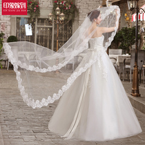 Bridal headdress 2020 new Korean long style 2.3 meters lace travel photography wedding long tailed wedding headdress