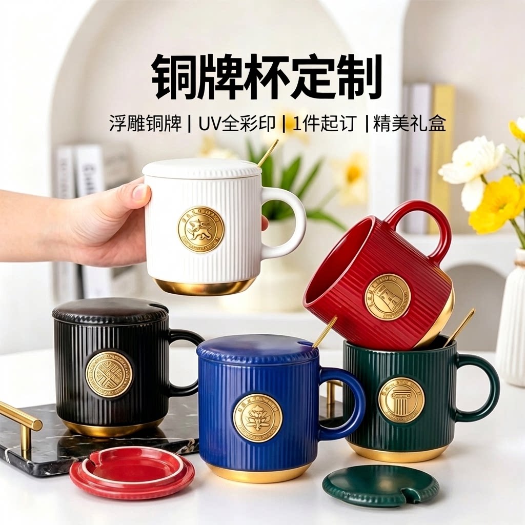 铜牌喝水定制logo家用茶杯创意