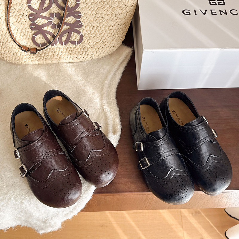 新款布洛克雕花小单鞋女2026春季软皮平底懒人韩系小皮鞋百搭软底,女鞋,乐福鞋（豆豆鞋）,淘宝优惠券,粉丝福利购,淘宝优惠卷