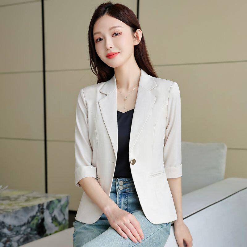 2026新款夏季薄款中袖西装外套女