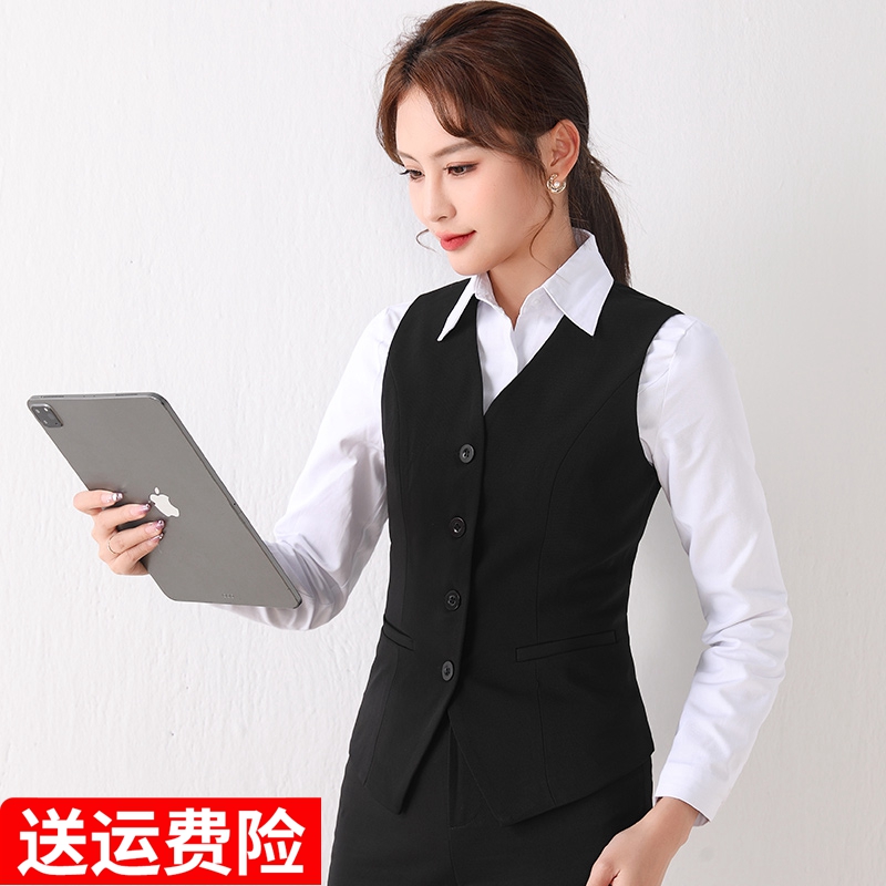 职业西装黑色马甲女套装工作服