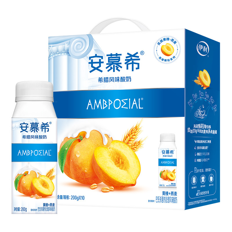 伊利安慕希酸奶黄桃燕麦酸牛奶
