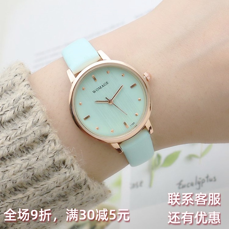 日韩简约皮带女生手表女士腕表细带小清新学生考试表