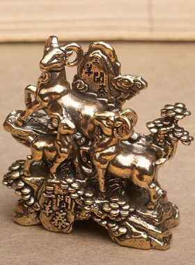 黄铜三羊开泰摆件生肖羊三阳开泰客厅桌面家居装饰工艺品小号铜羊