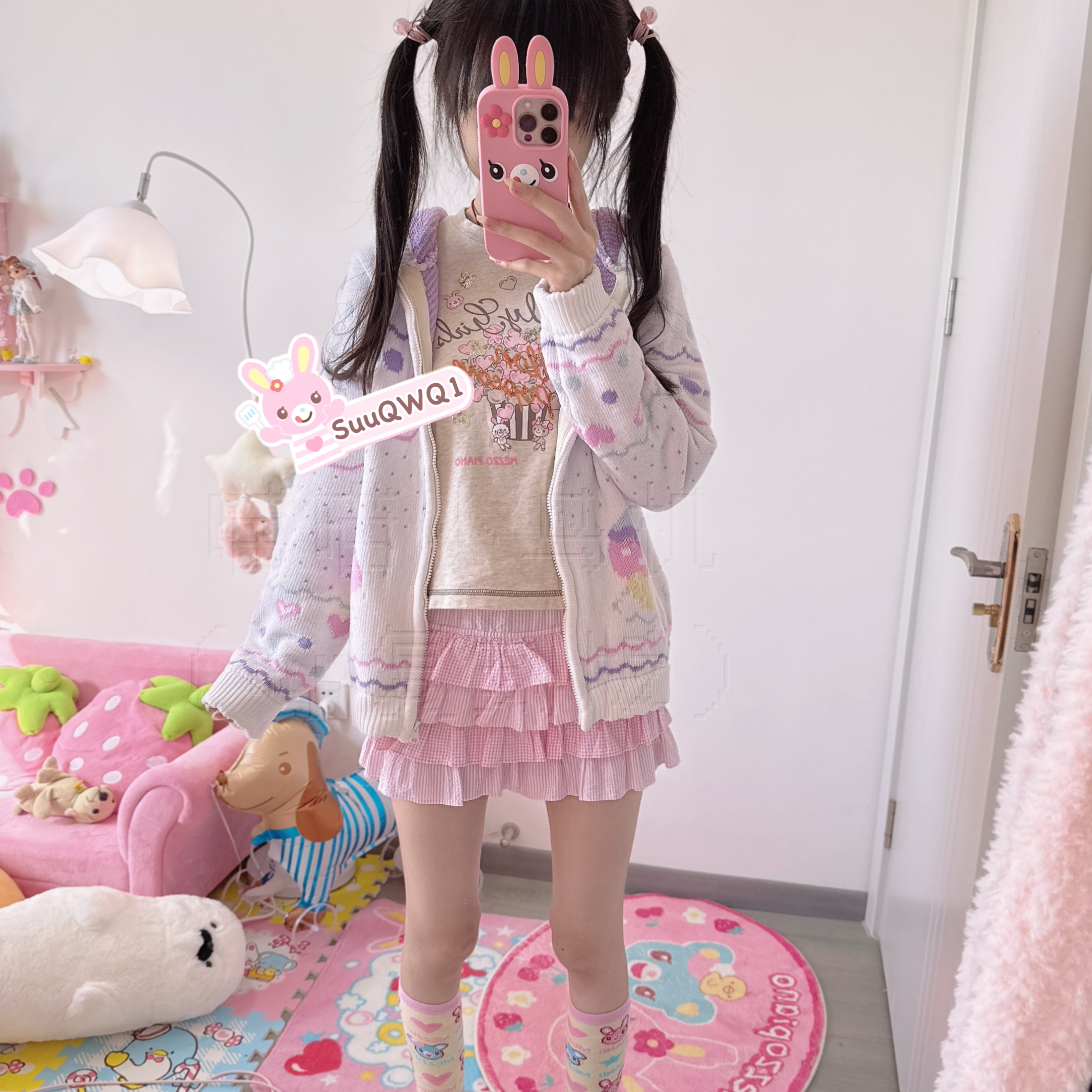 【预约中】mp蛋糕毛衫连帽开衫厚毛衣秋季可爱少女萌萌喵喵小鸟机