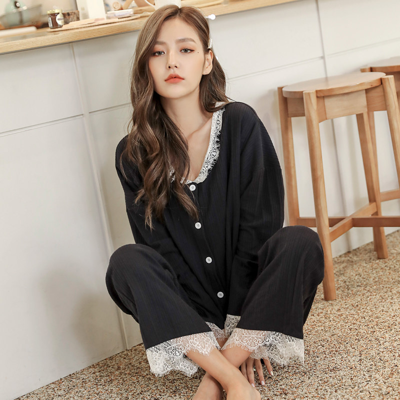 坐月子服春秋冬季纯棉吸汗10月份9产后喂奶哺乳孕妇睡衣出住院服