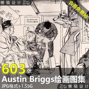 奥斯丁布里格斯Austin 复古插画素材 Briggs速写绘画作品高清图集