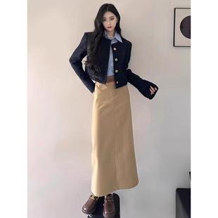冬装搭配一整套微胖御姐轻熟外套衬衫上衣半身裙韩剧穿搭三件套装