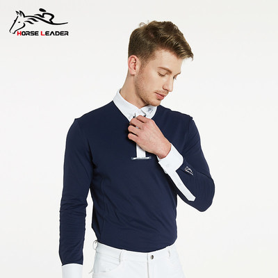 HORSELEADER秋冬四季马术T恤长袖上衣马术装备透气男比赛骑马服装