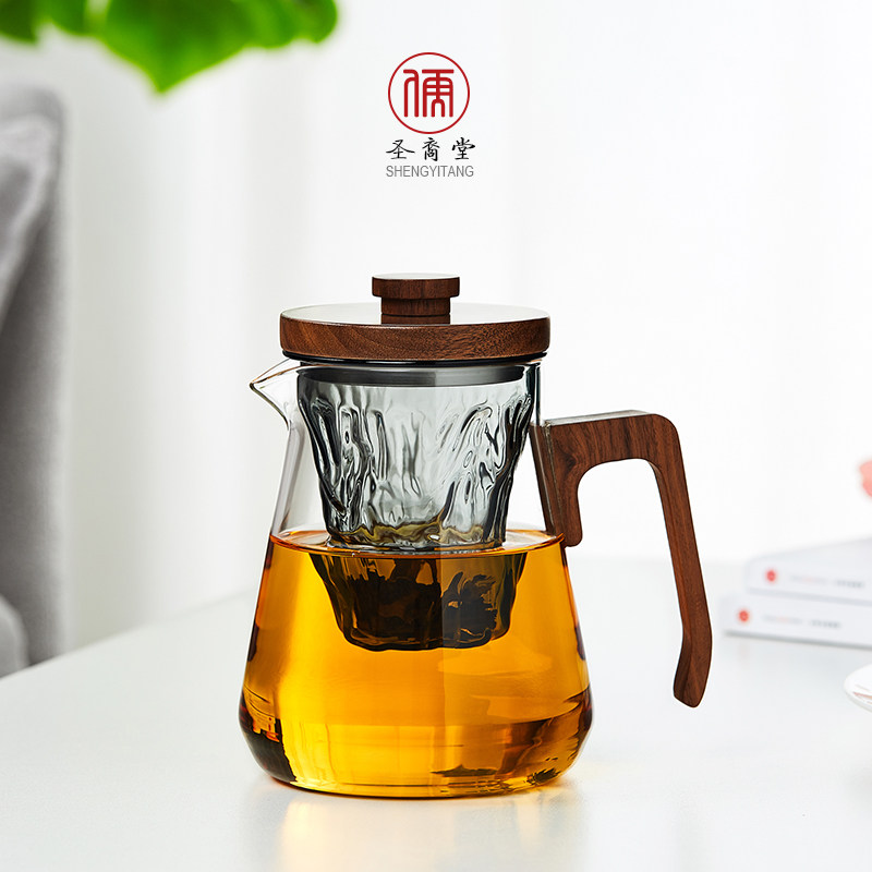 圣裔堂耐热玻璃观山大容量泡茶壶茶水分离电陶炉煮茶器家用高颜值