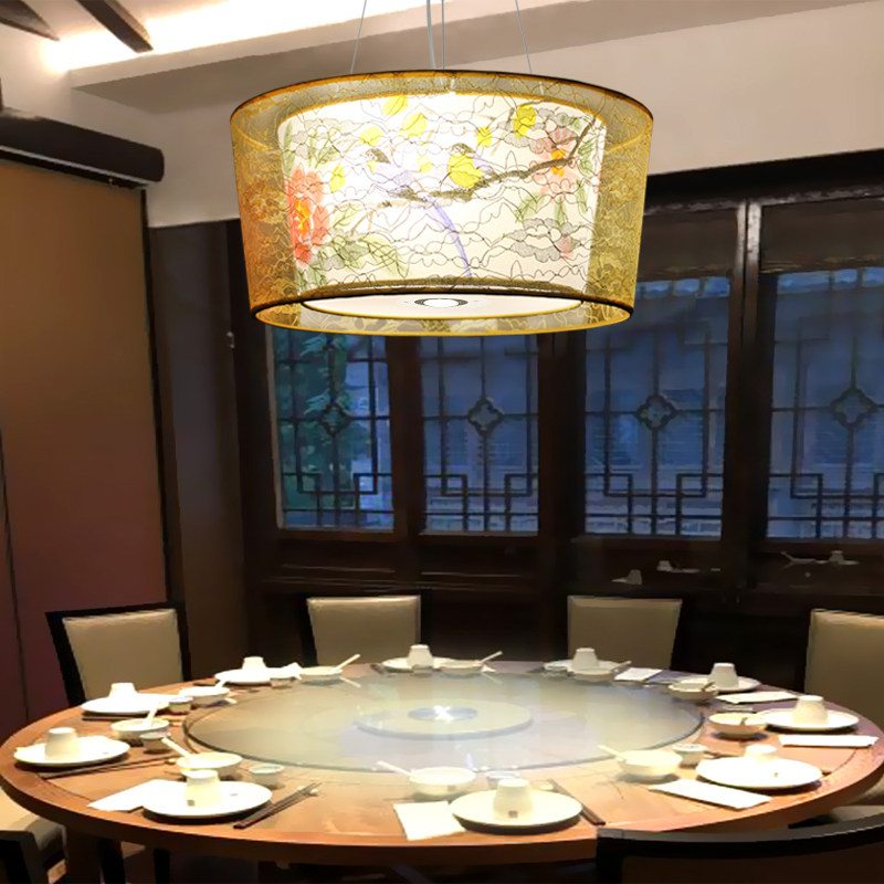 新中式吊灯禅意饭店圆形餐饮羊皮火锅店带射灯餐厅包间专用中国风