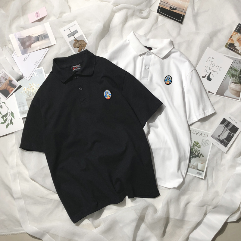 券后29.90元polo衫女短袖2019新款网红情侣装夏宽松古着感少女t恤港味ins潮流