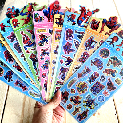 漫威超凡蜘蛛侠立体卡通手账贴画sticker幼儿园儿童奖励镭射贴纸