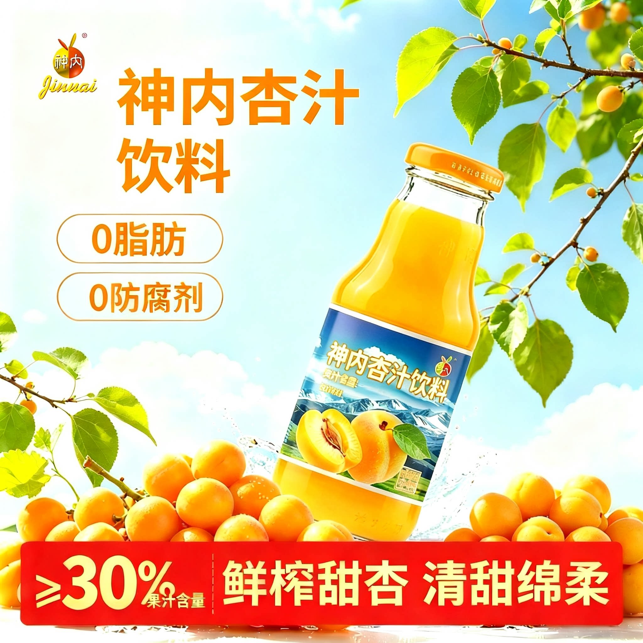 神内小白杏汁儿童健康果蔬汁0脂肪维C绿色食品新疆特产国货饮料