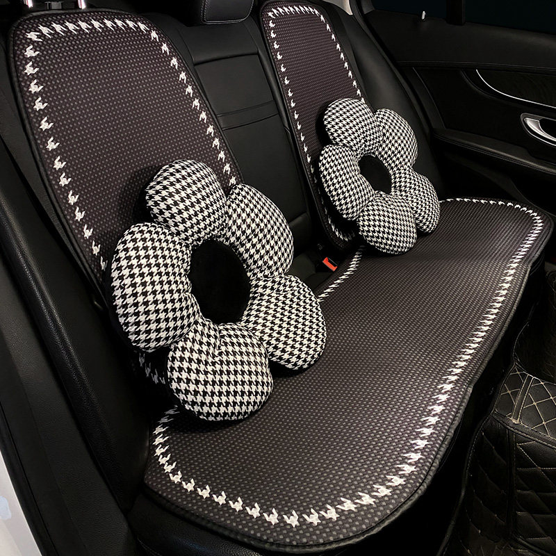 新款汽车坐垫四季通用后排单片冬季毛绒三件套座垫车载网红车垫女