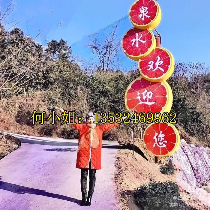 玻璃钢创意蜜柚橘子小品雕塑宜昌农场定制大型沙田柚造型柚子雕像