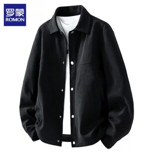 罗蒙2026年春秋季新款夹克外套男士美式宽松翻领大码潮流休闲男装