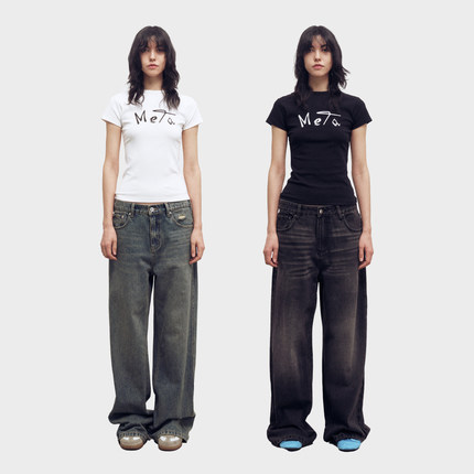 METARICOTTA 设计感简写logo印花短款T恤女夏季美式辣妹短袖正肩