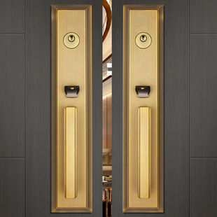 别墅大门锁双开 关木门锁对开 豪华门锁会议室内大门锁古铜色中式