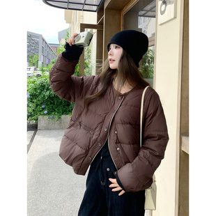 羽绒服女冬季2025新款今年流行爆款短款小个子轻薄白鸭绒保暖外套