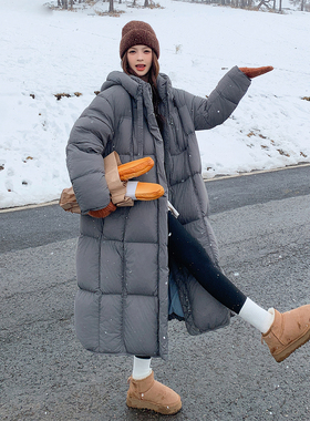 灰色大被子羽绒服女士冬季2025新款宽松过膝长款加厚保暖90绒外套
