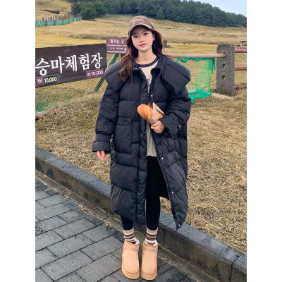 冬季加厚娃娃领中长款羽绒服女