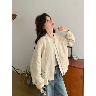 新中式国风提花棒球服外套女春秋2026新款精致肌理感绝美设计上衣