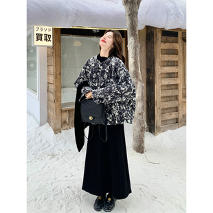 文艺范复古围巾款丝绒拼接羽绒服女冬季2025新款90白鸭绒保暖外套