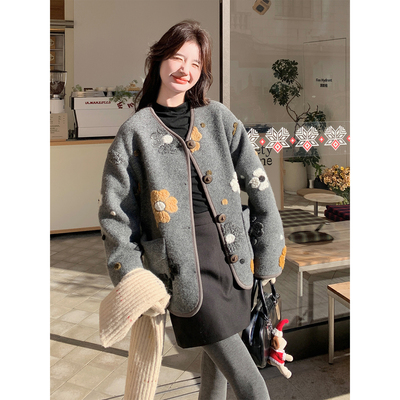 毛呢小香风外套女短款内胆羽绒服