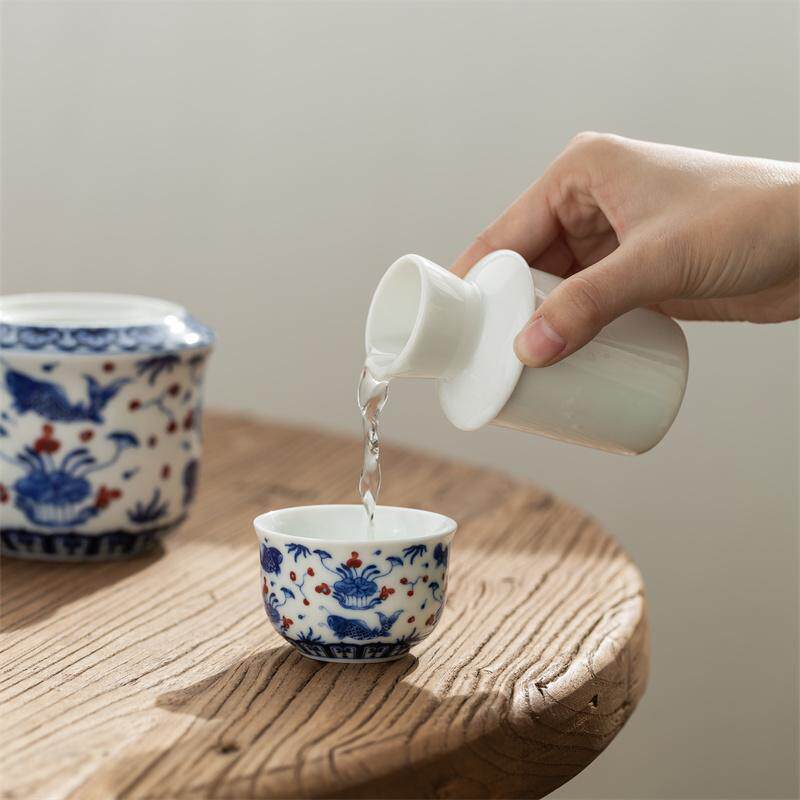 青花陶瓷温酒具烫酒壶暧酒器套装黄酒清酒白酒杯复古家用酒具二两