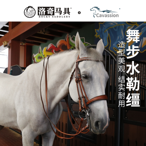 Cavassion牛皮水勒缰 盛装舞步水勒 水钻装饰 洛奇马具8218107