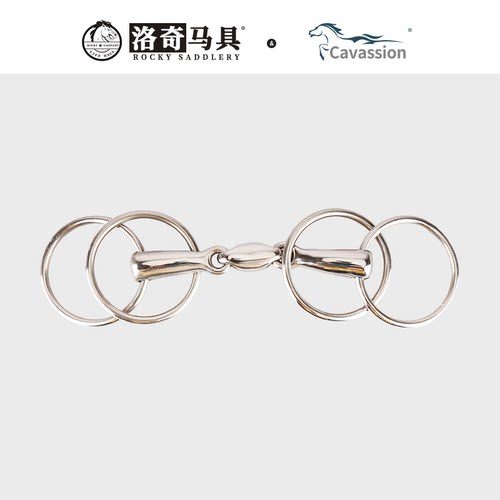 Cavassion游环双环三节不锈钢扣衔铁口衔嚼子洛奇马具8209204