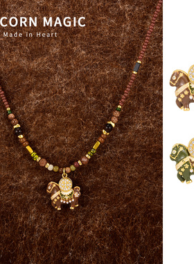 新年小马项链轻奢小众毛衣链秋冬