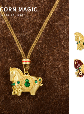 小马吊坠毛衣链长马年项链送女友