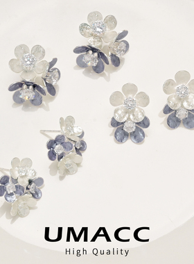 温柔法式立体花朵耳环2026新款爆款高级感甜美气质紫色耳饰设计感