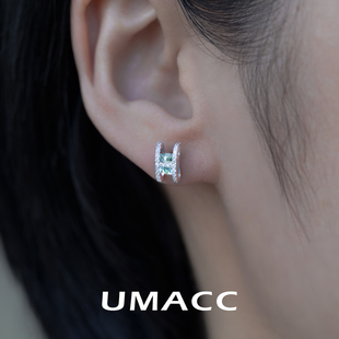 H字母莫桑钻耳钉轻奢高级感气质纯银耳环日常通勤大牌耳饰送女友