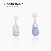 fever同款 天然石水滴珍珠耳环小众设计感透明气质耳坠法式 复古耳