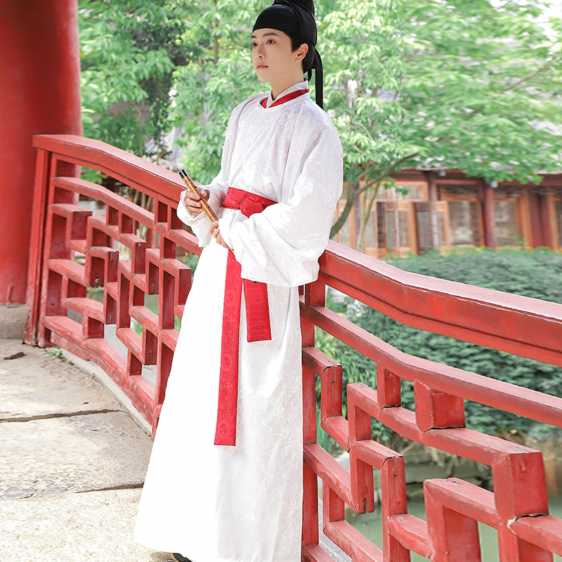 七巧坊原创正品唐制汉服暗纹大放量圆领缺胯袍内搭交领唐半臂男款