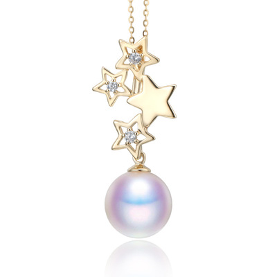 少女18K金珍珠锁骨链吊坠空托