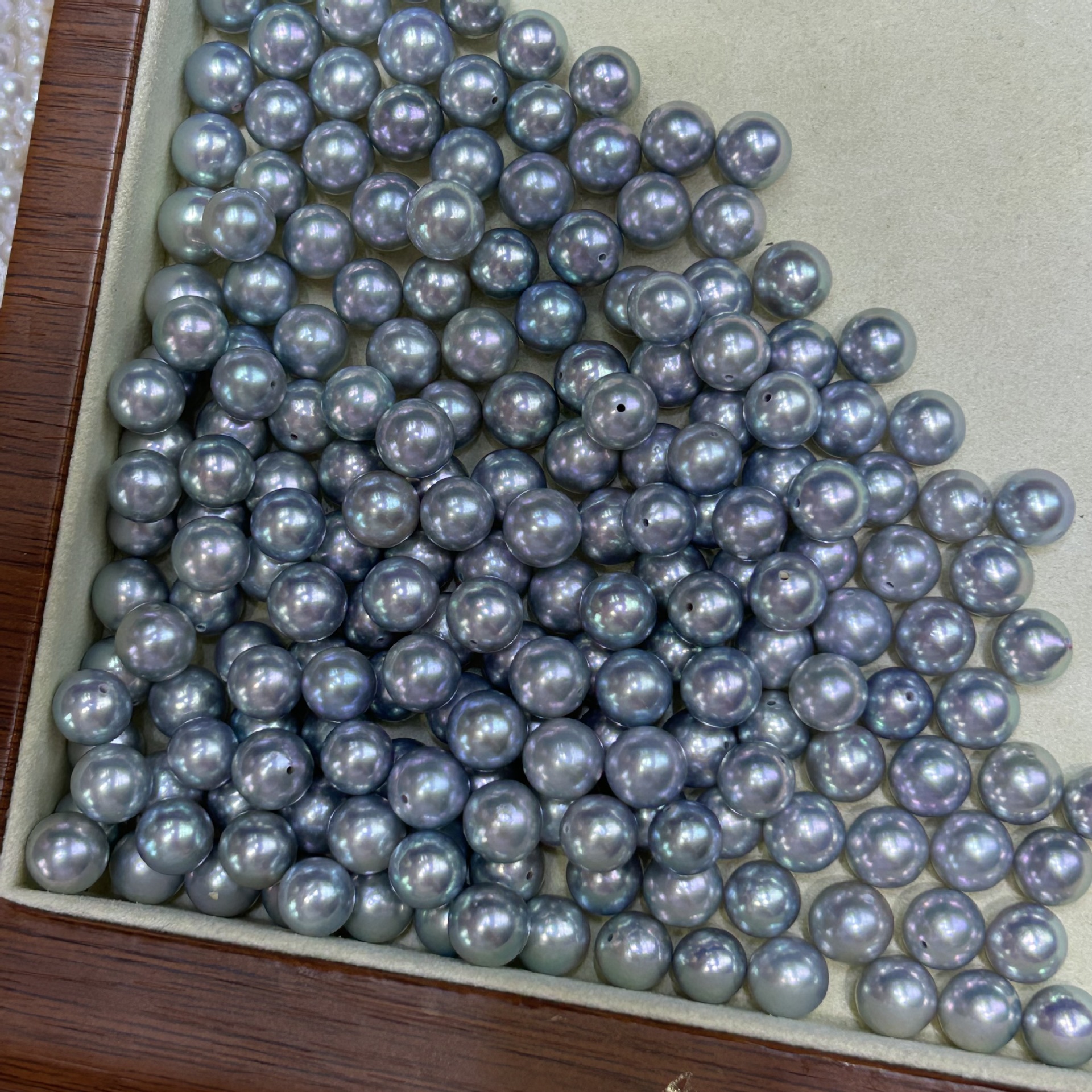 7-8mm海水akoya真多麻珍珠强光基本正圆几乎无瑕诸暨天然珍珠