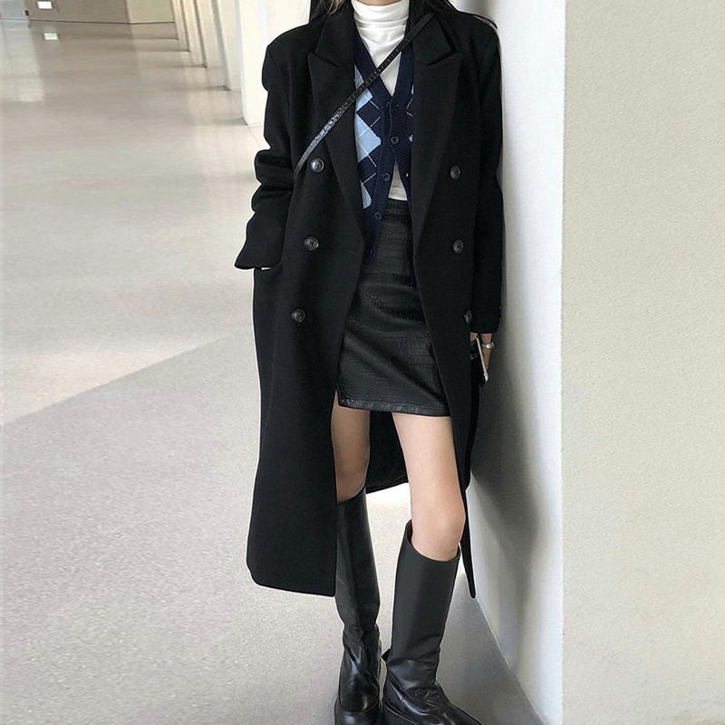 黑色毛呢外套女2026年秋