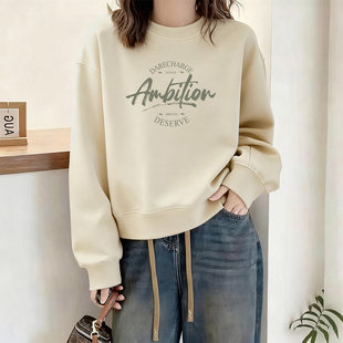 山东即墨100%纯棉卫衣女秋冬加绒加厚休闲百搭宽松显瘦保暖外套潮