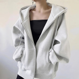 一线高端品牌即墨连帽卫衣外套女秋冬新款加绒加厚美式复古棒球服