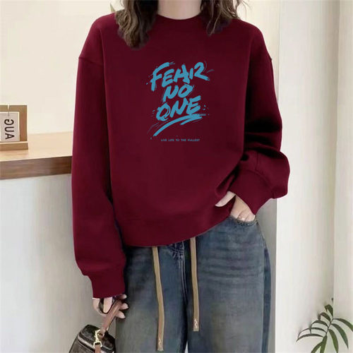 山东即墨100%纯棉加绒卫衣女新款