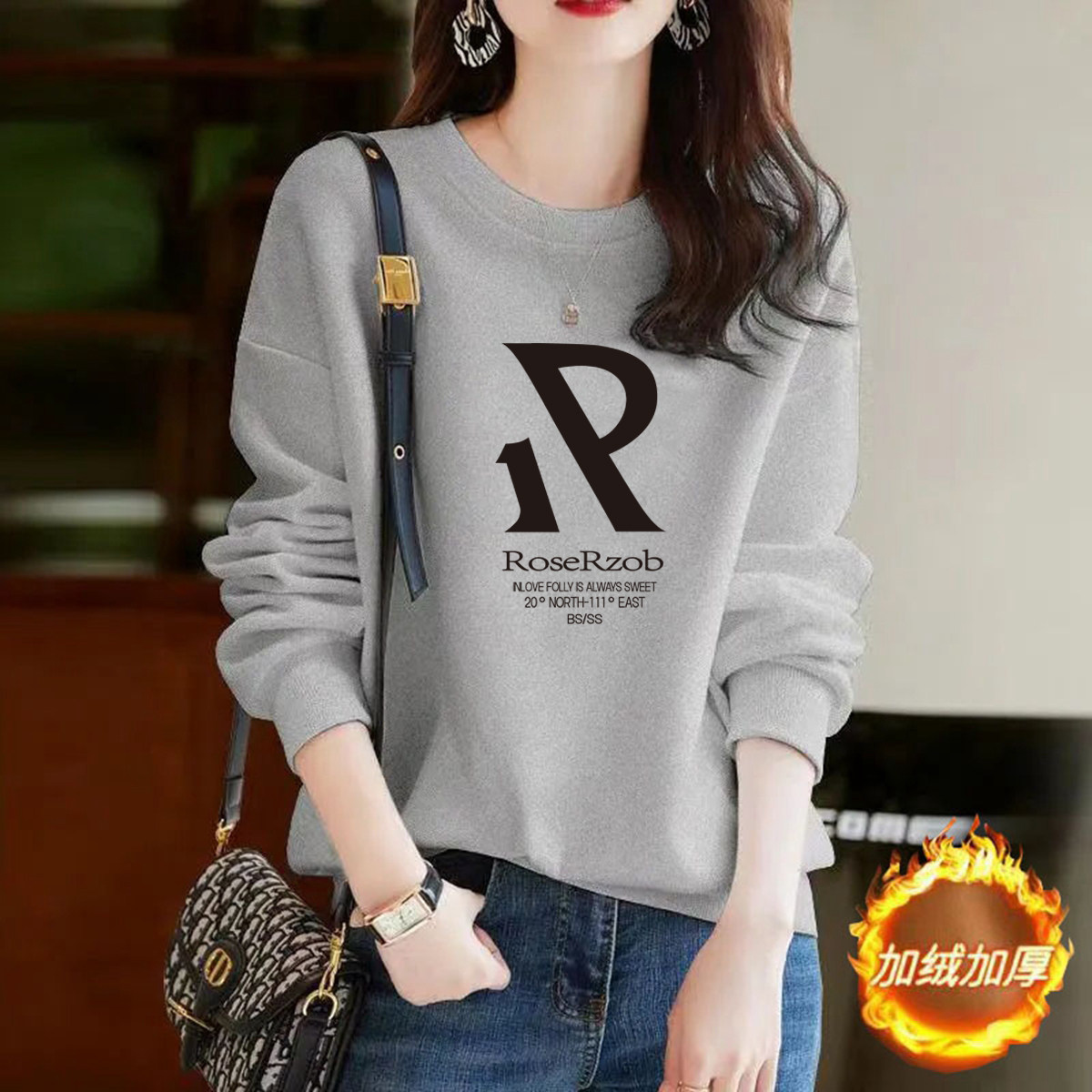 品牌专柜捡漏100%纯棉印花卫衣女爆款减龄加绒新款秋冬上衣外套潮