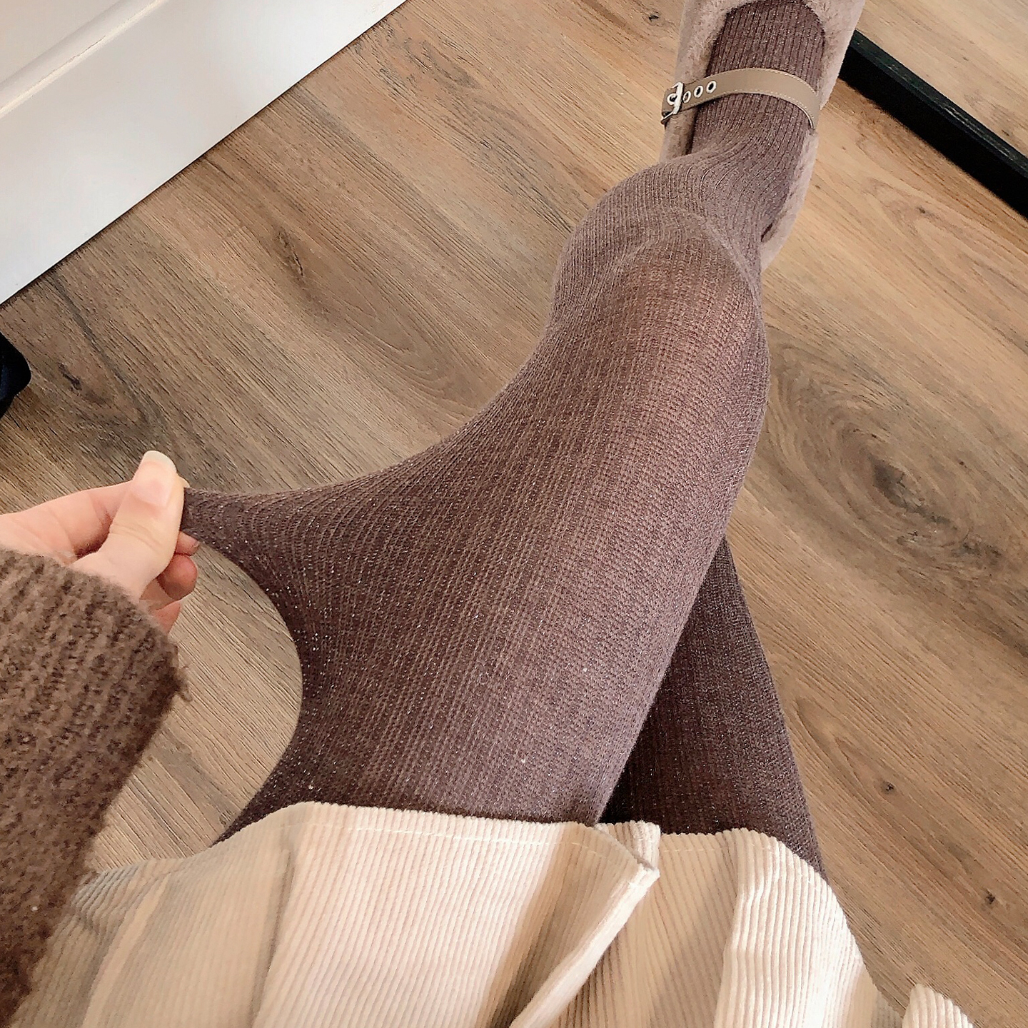 美拉德咖啡色打底裤袜棕色连脚袜