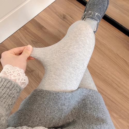 浅灰色打底裤袜加绒烟灰色连裤袜