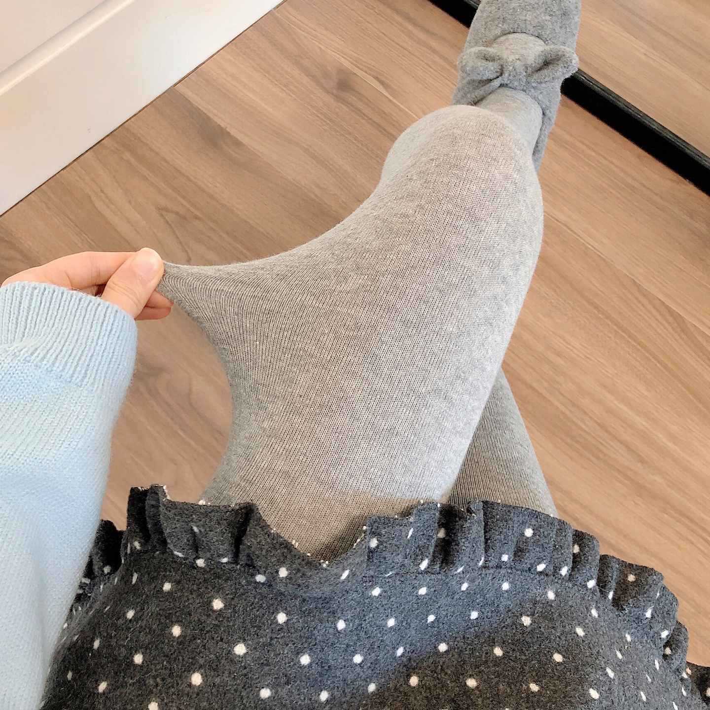 浅灰色打底袜裤加绒烟灰色连裤袜