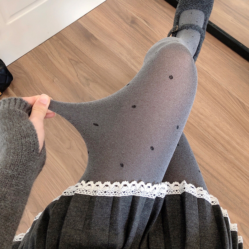 灰色小圆点连裤袜烟灰色打底裤袜