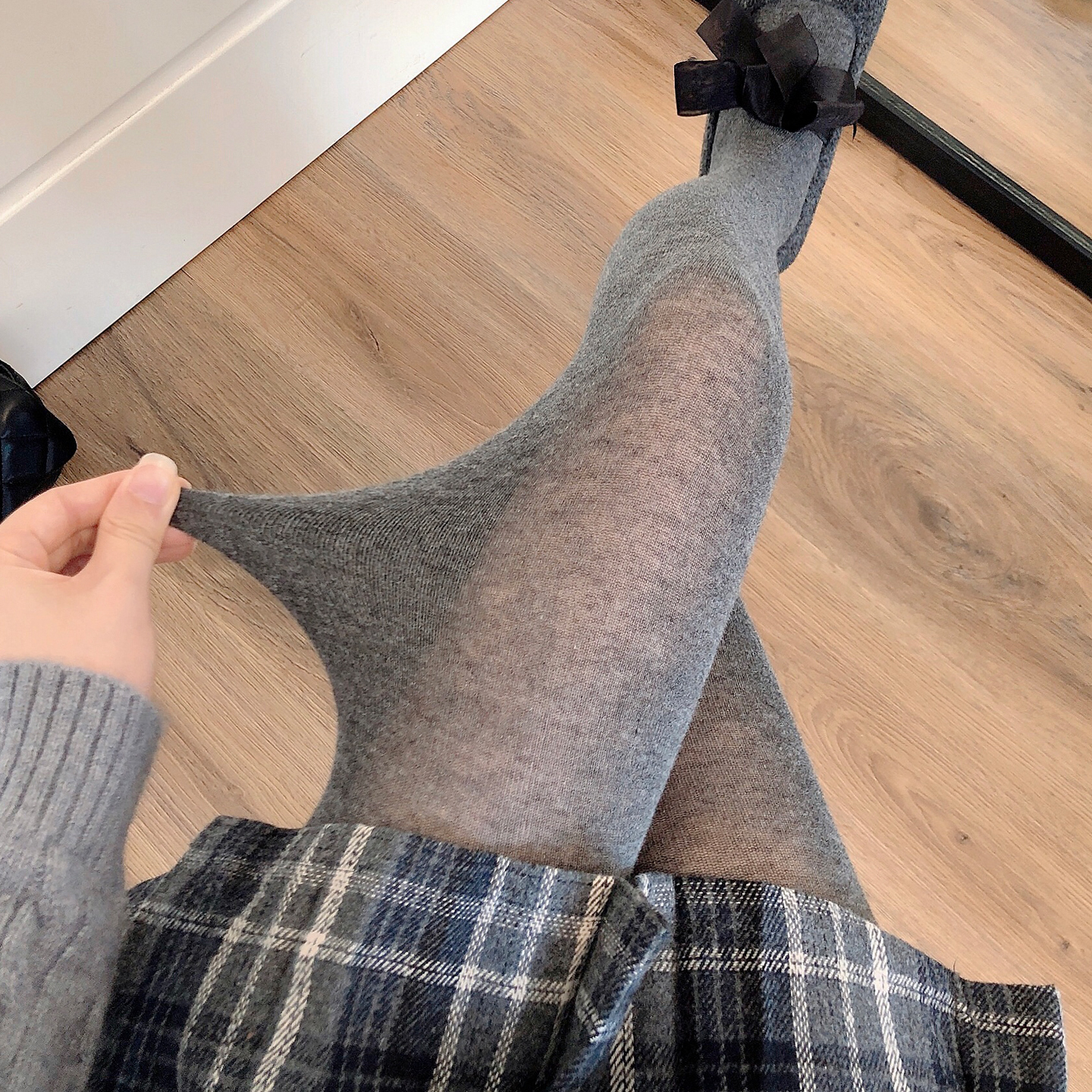 miu系烟灰色连裤袜深灰色打底袜